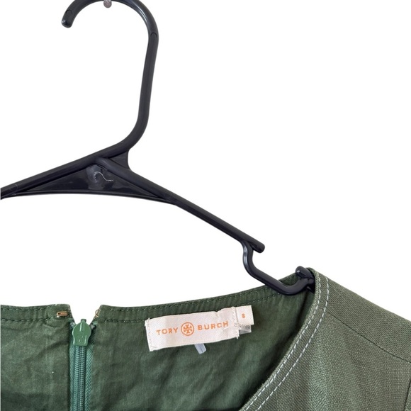 Tory Burch Nadia Green Linen Shift Dress - Picture 4 of 12